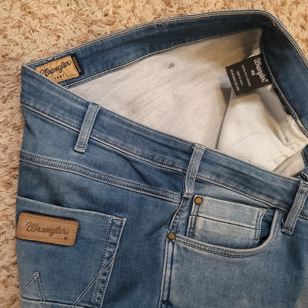 Wrangler Skanders Jeans Women 40 Blue Slim Straight Stretch Medium Wash Denim
